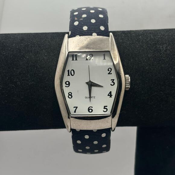 Silver & Black Poke dot Cuff Watch - Picture 2 of 3